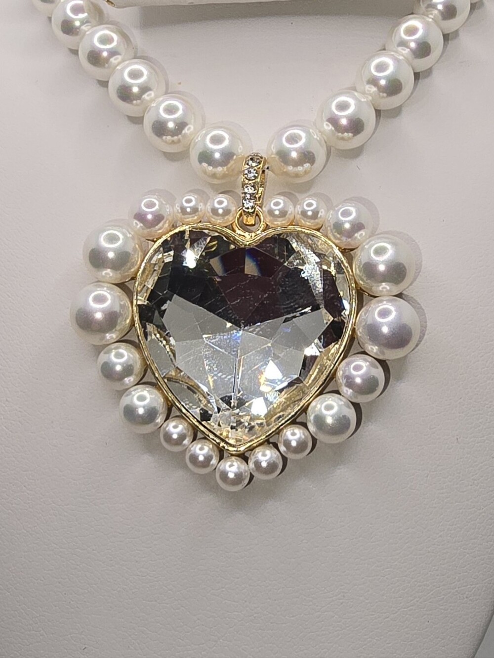 Simulated Quartz, Multi Gemstone Heart Necklace (20 Inches) in Goldtone.